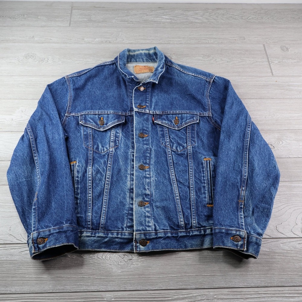 Levi's Vintage 70506 Denim Trucker Jacket Men's 44 Blue USA Red Tab